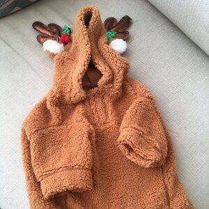 Doggie "Reindeer" Costume with Antlers, Holly and Snow. Fits 25 -35 lb. Dog